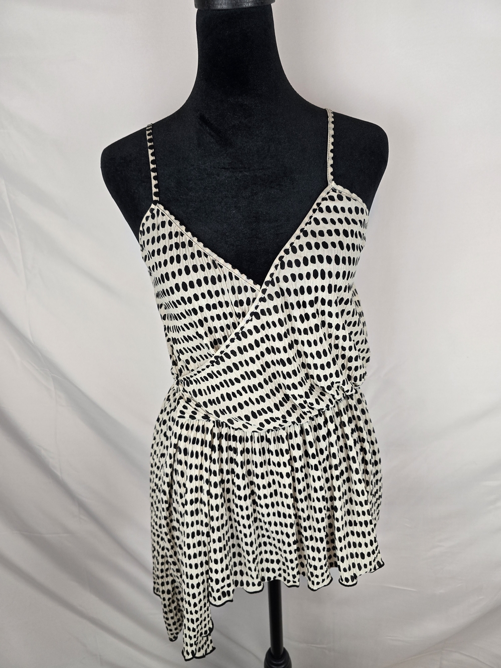 Zara Black Polka Dot Pleated Dress on Cream